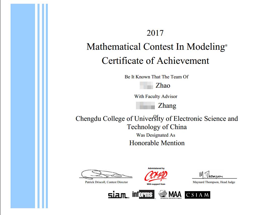 2017 Mathematical Contest In Modeling